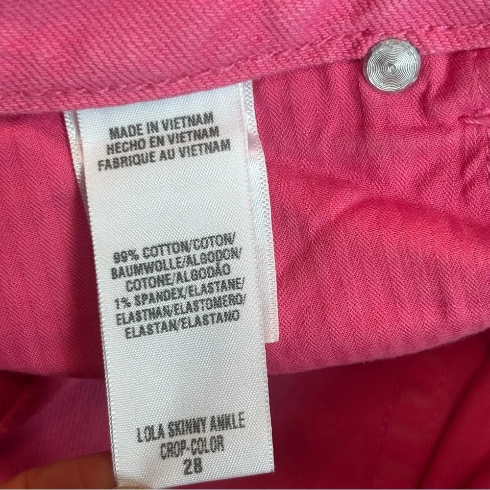 Lucky Brand pink Lola Skinny Mid Rise Slim fit Cropped ankle Jean Sz 28